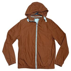 Denim & Flowers Men’s 100% Cotton Hooded Jacket In Rust Brown Sz S